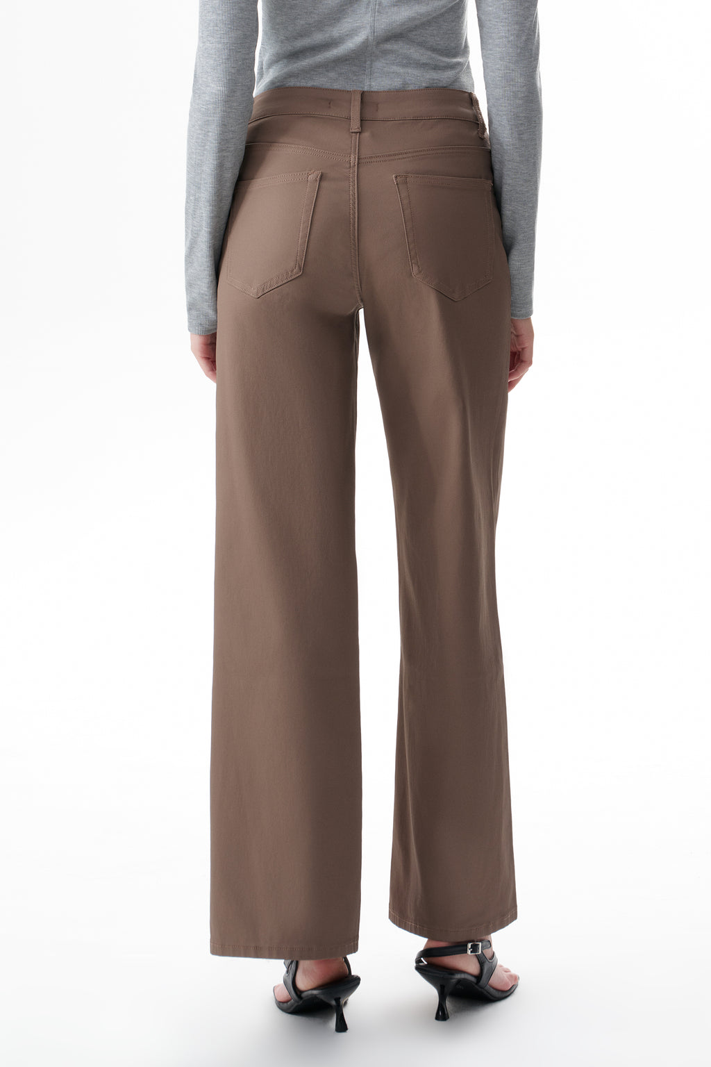 Edgy Coated Mid Rise Wide Leg Jeans