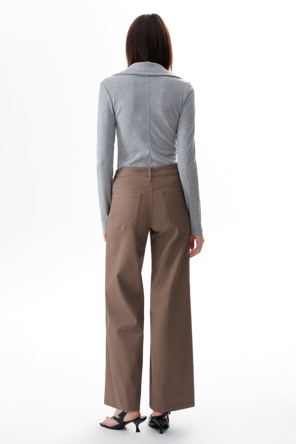 Edgy Coated Mid Rise Wide Leg Jeans