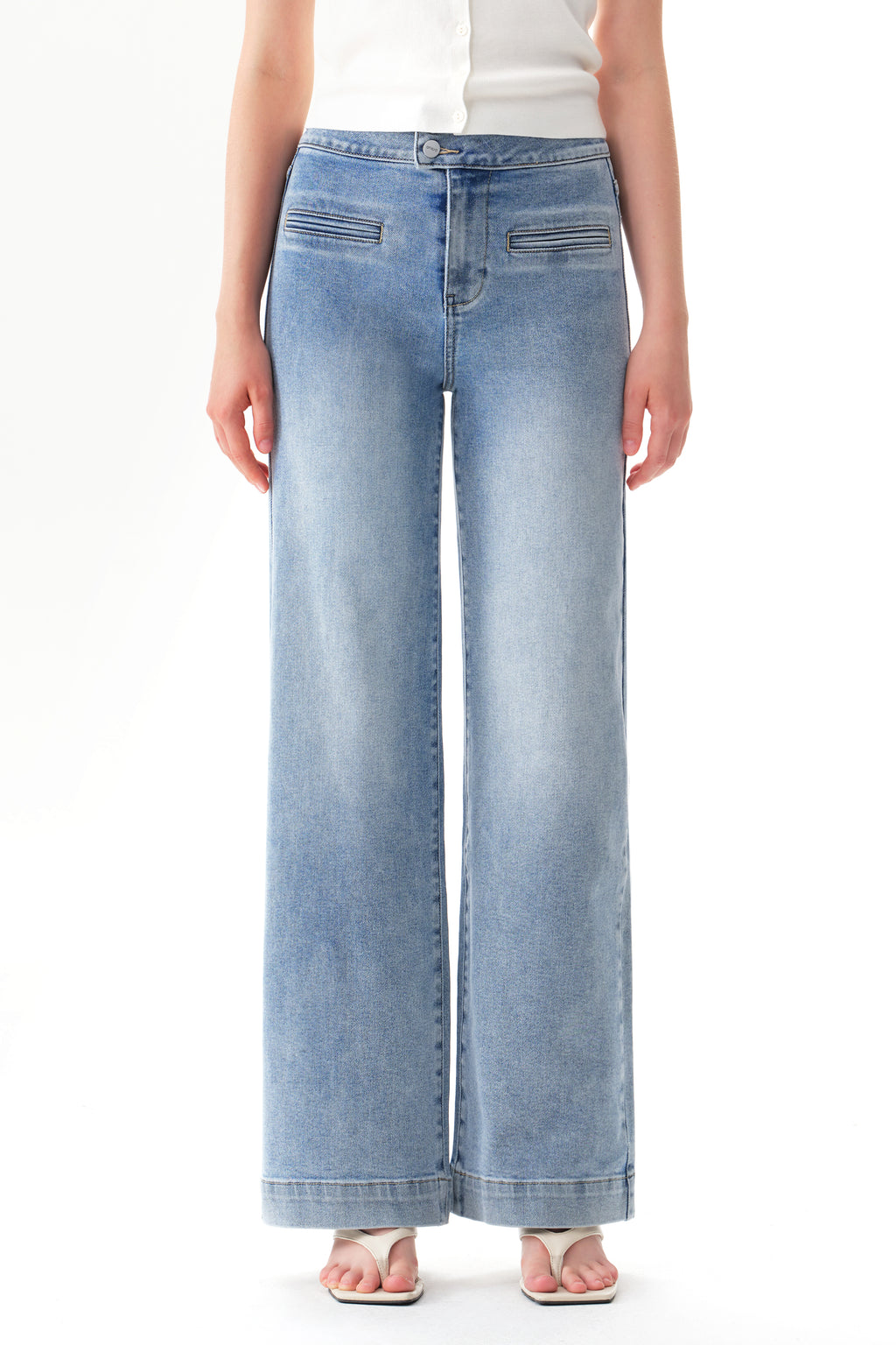 ONESO Chic High Rise Wide Leg Denim Jeans