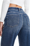 HIGH RISE WIDE LEG FLARE JEANS WITH MONKEY WASH OSF1135 SWEET BLUE