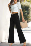 HIGH WAIST RELAXED STRAIGHT JEANS OSW032 BLACK