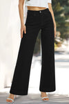 HIGH WAIST RELAXED STRAIGHT JEANS OSW032 BLACK