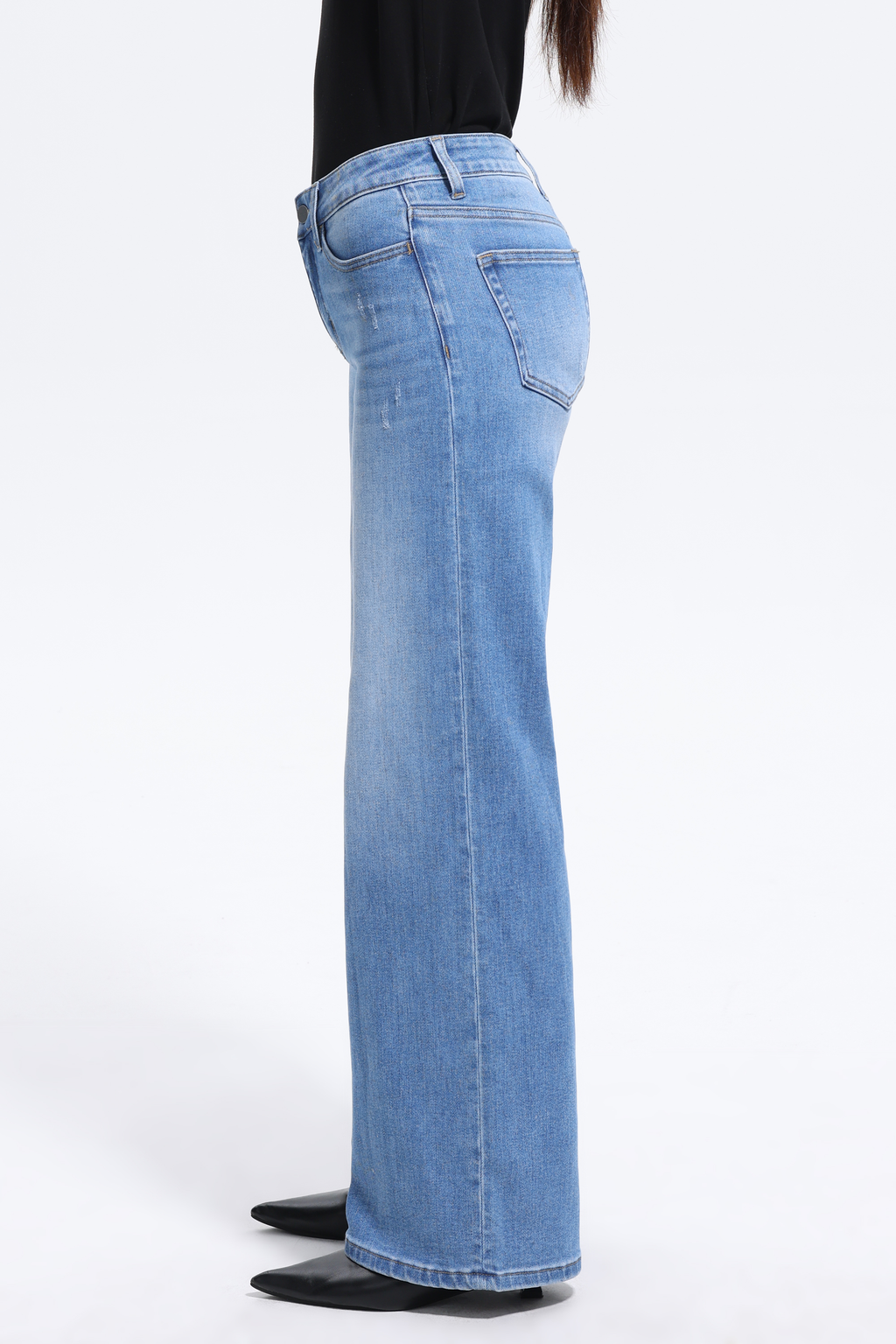 Vintage-Inspired Mid Rise Wide Leg Jeans