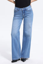 Vintage-Inspired Mid Rise Wide Leg Jeans