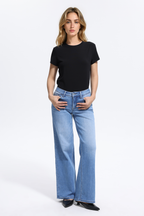 Vintage-Inspired Mid Rise Wide Leg Jeans